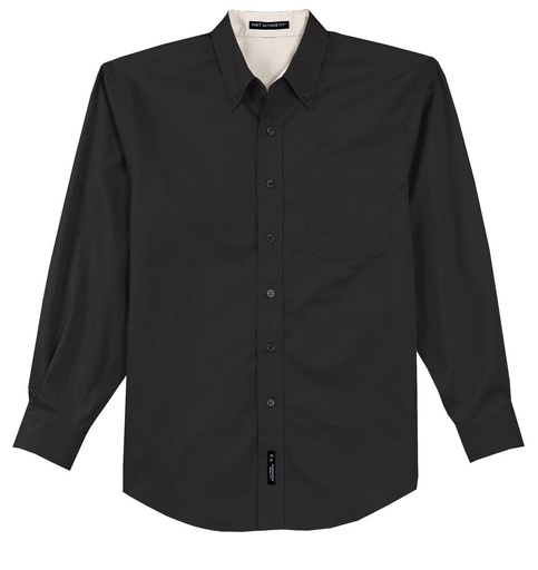 S608 - Port Authority® Long Sleeve Easy Care Shirt (XS, Black/ Light Stone)