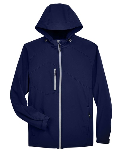 88166 - North End Men's Prospect Two-Layer Fleece Bonded Soft Shell Hooded Jacket (S, Classic Navy)